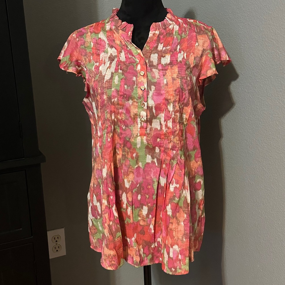 Ava & Grace Floral Blouse Large Boho Cottagecore‎ Ruffle Sleeve Top Romantic